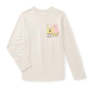 New KIDS Boy SpongeBob SquarePants Cream Long sleeve printed Shirt size XS 4\5